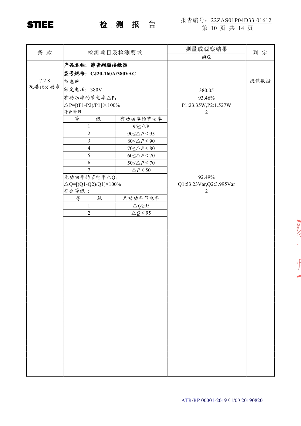 静音剩磁接触器 检测报告